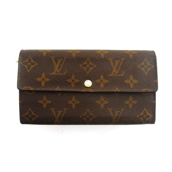 Authentic LOUIS VUITTON LV Monogram Canvas Leather Sarah Long Checkbook Wallet - Picture 1 of 10